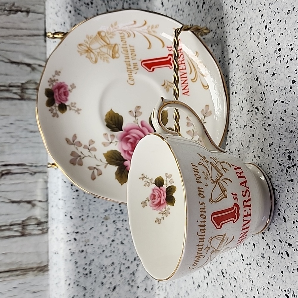 Royal dutchess teacup and saucer, congratulations on your 1st anniversary
